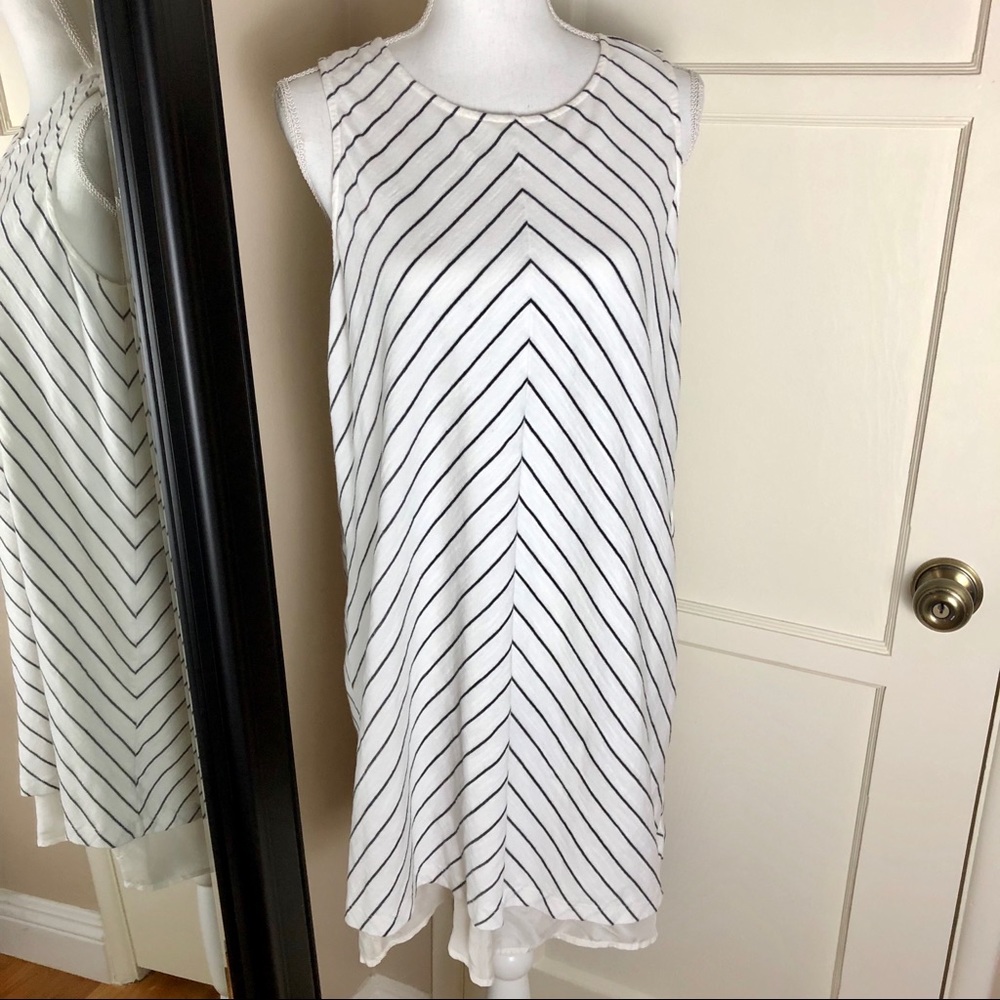 Clu Striped Dress with Black Lace tie